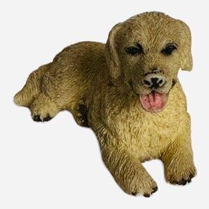 Golden Retriever Laying Puppy Figurine 2" Resin Beige Sculpture Vintage VG